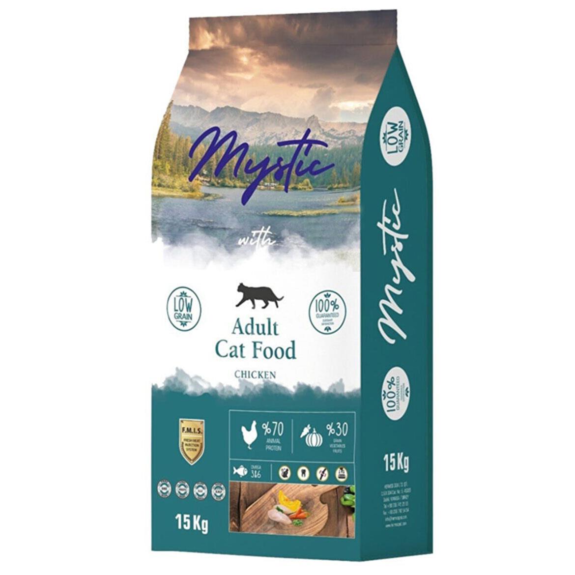 Mystic Az Tahıllı Yetişkin Kedi Maması Tavuklu 15 Kg