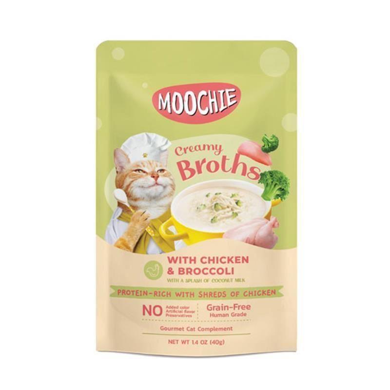 Moochie Parça Tavuk Ve Brokolili Tahılsız Kedi Çorbası 40gr