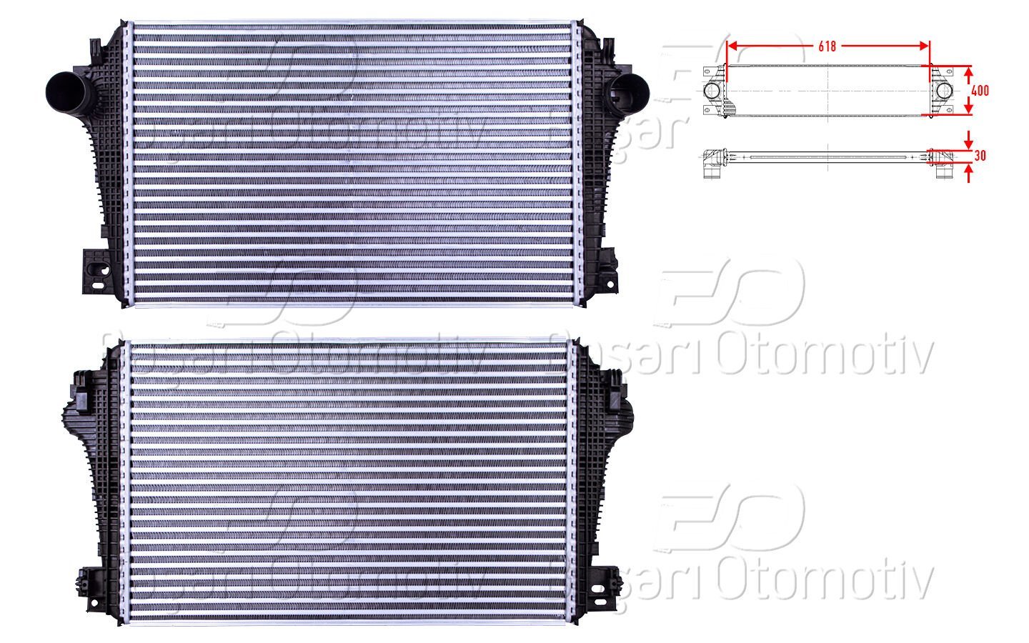 TURBO RADYATORU (INTERCOOLER) 618X400X30 | VW AMAROK (2HA, 2HB, S1B, S6B, S7A, S7B) 2.0TDI 2010-2013 AMAROK (2HA, 2HB, S1B, S6B, S7A, S7B) 3.0TDI 2016- | WISCO