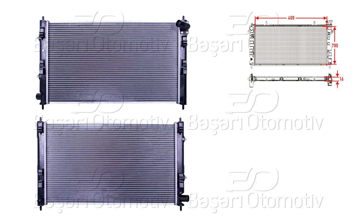 SU RADYATORU BRAZING AT 408X700X16 MM | MITSUBISHI LANCER 1.5. 1.6 07> | WISCO