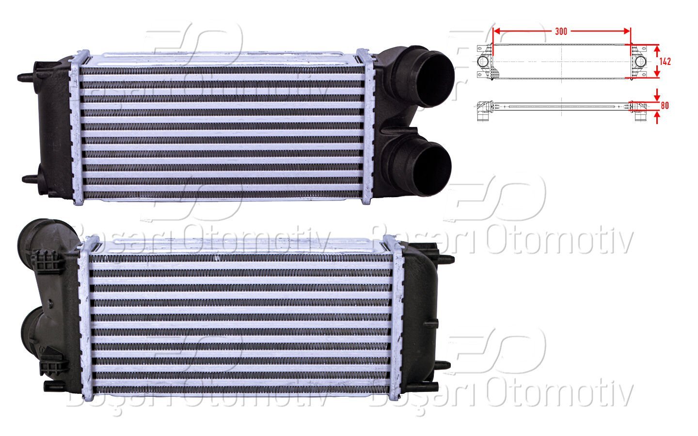 TURBO RADYATORU (INTERCOOLER) 300X142X80 | PEUGEOT 5008 (0U_, 0E_) 1.6 16V 09-17 308 (LB_, LP_, LW_, LH_, L3_) 1.6 THP 13-21 CITROEN C4 2 (NC_) 1.6 THP 09> C4 GRAND PICASSO (UA_) 1.6 06-13 | WISCO