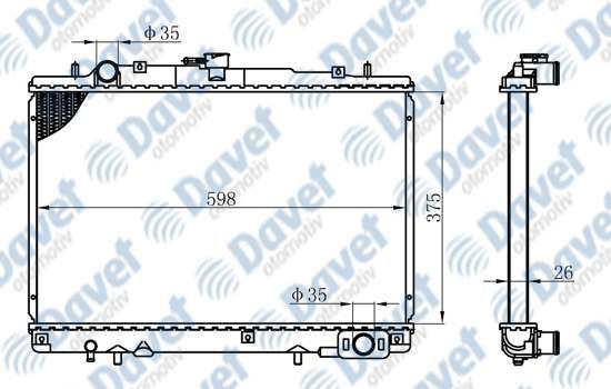 MOTOR SU RADYATORU BRAZING MITSUBISHI L200 2.5D 96> 375X598X26 MANUEL SANZUMAN