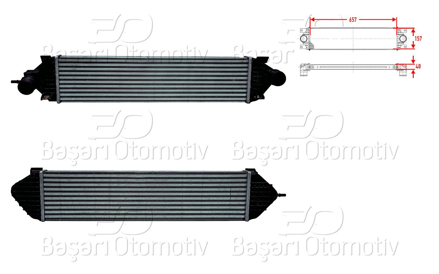 TURBO RADYATORU (INTERCOOLER) 655X157X40 | FORD C-MAX FOCUS 3 GRAND C-MAX KUGA 2 TOURNEO CONNECT TRANSIT CONNECT1.6 ECOBOOST1.6 FLEXIFUEL 10 > | WISCO