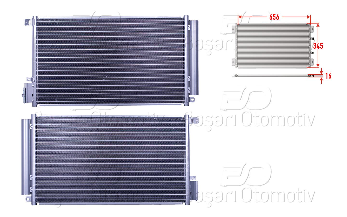 KLIMA RADYATORU 656X345X16 | OPEL COMBO 1.4 ALFA ROMEO 1.0 08 > | MGA