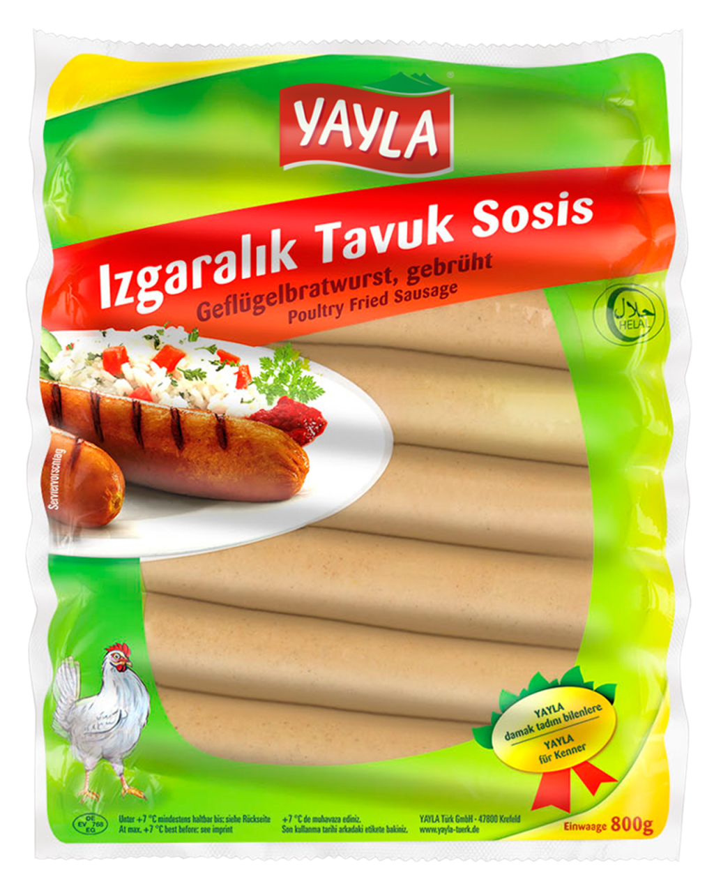 Yayla Izgaralık Tavuk Sosis 800 gr