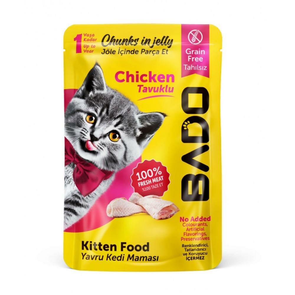 Bado Tavuk Etli Yavru Kedi Pouch Yaş Mama 85 Gram 24 Adet