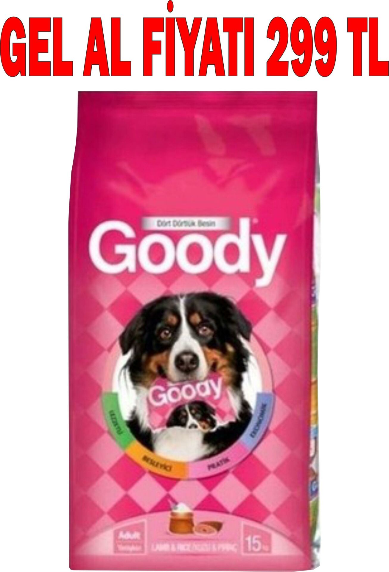 Goody Kuzu Etli ve Pirinçli Yetişkin Kuru Köpek Maması 15 Kg