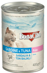 Bonacibo Ezme Sardalya ve Ton Balıklı Yaş Kedi Maması 24 Adet 400 Gr