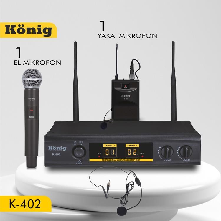 König K-402 El + Yaka 16 Kanal UHF Telsiz Kablosuz Mikrofon