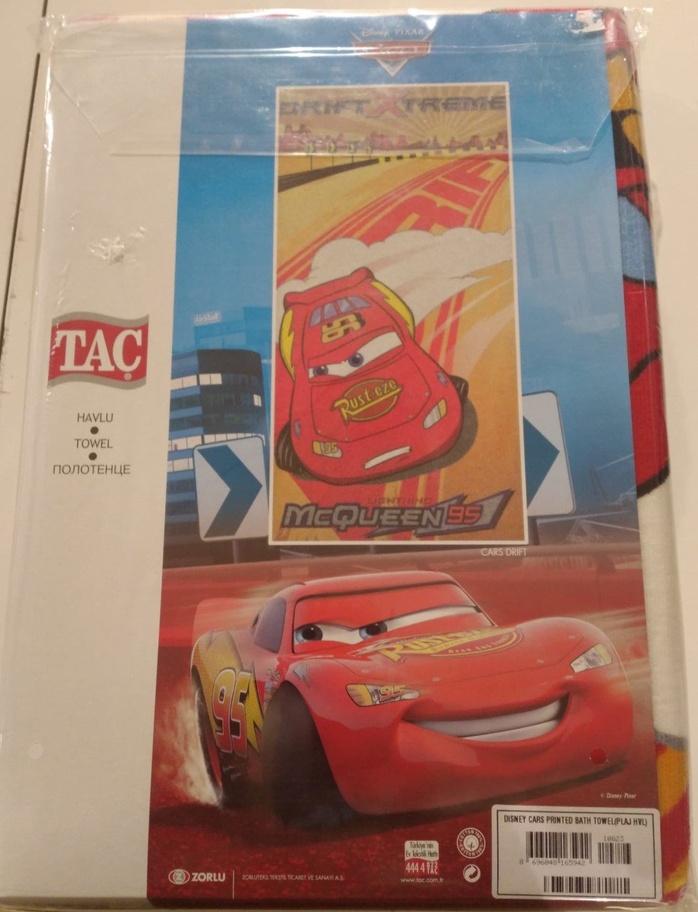 TAÇ 75X150 DISNEY CARS BASKILI PLAJ HAVLUSU