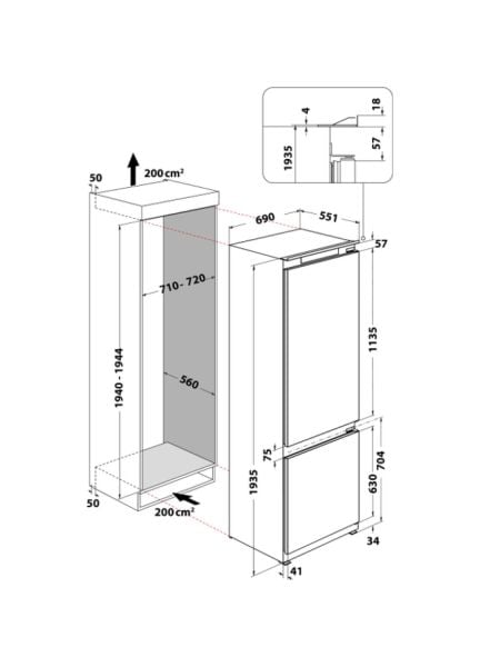 WH SP70 T121  ANKASTRE KOMBİ  BUZDOLABI