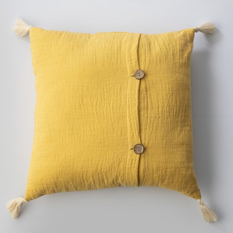 Tarhun Püsküllü Dekoratif Yastık/ Pudra/45x45