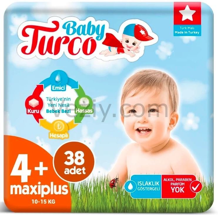 Baby Turco Bebek Bezi 10-15 KG 4+ Beden 38 Adet