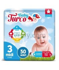 Baby Turco Bebek Bezi 5-9 KG 3 Beden 4 x 50 Adet