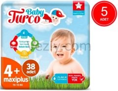 Baby Turco Bebek Bezi 10-15 KG 4+ Beden 5 x 38 Adet