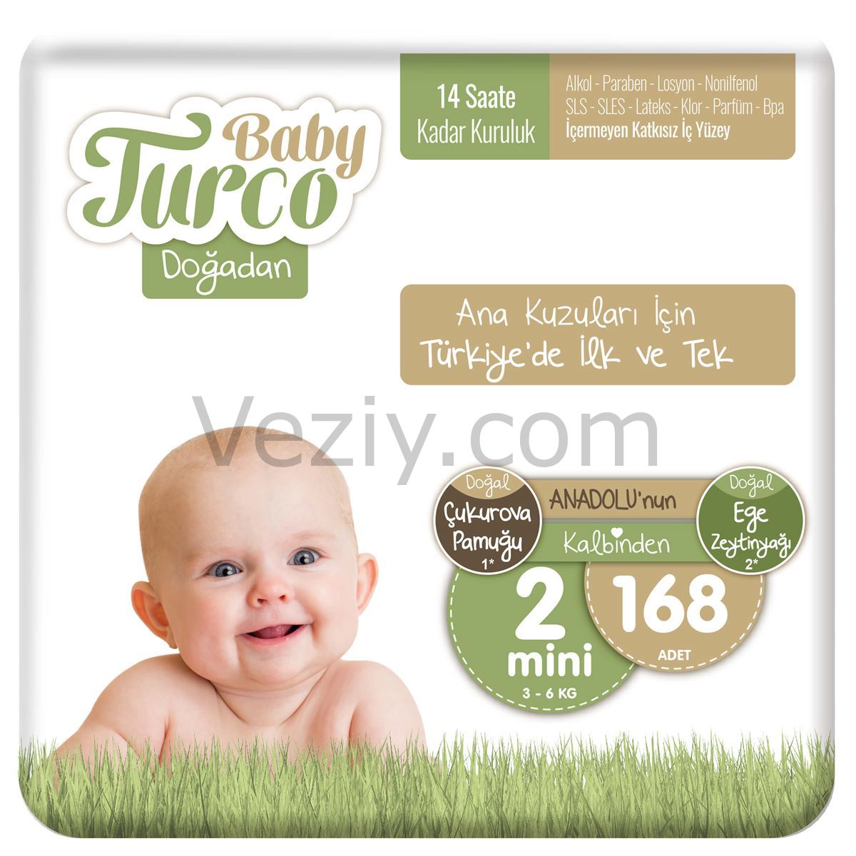Baby Turco Doğadan 2 Numara Mini 168 Adet