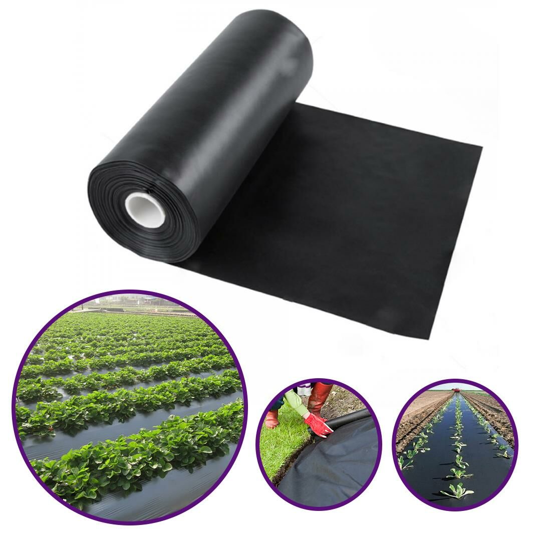 MULCH NAYLONU 60cm ENLİ 20 MİCRON (UZUNLUK SEÇİNİZ) SİYAH TABAN ÖRTÜSÜ PİDOK ÇİLEK MULCH UV Lİ SEBZE NAYLONU