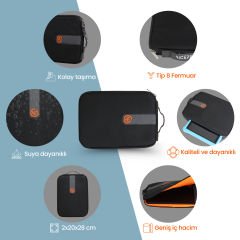 NPO Ace Mini 10'' Apple Ipad, Lenovo, Huawei, Samsung Uyumlu Tablet Kılıfı/Çantası-Siyah