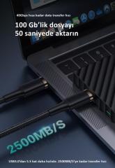 Usams US-SJ553 U72 Type-C To Type-C 5K 60HZ 0.8m 100W USB4 Ses,Görüntü,Data Aktarma Kablosu