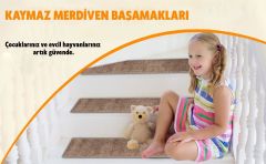 Glary Home GH39A-WNVY-GRY3 Üçgen Desen Kaydırmaz Tabanlı 3'lü Merdiven Halısı - Beyaz/Lacivert