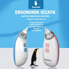 Smarbo X30-P Taşınabilir, Elektrikli, Profesyonel, Ergonomik Bebek Burun Aspiratörü-Pembe 