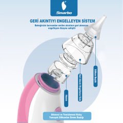 Smarbo X30-P Taşınabilir, Elektrikli, Profesyonel, Ergonomik Bebek Burun Aspiratörü-Pembe 