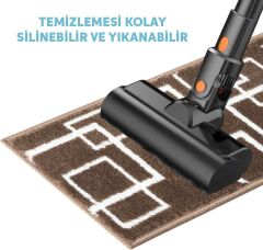 Glary Home GH40A-WGRY-GRY1 Kare Desenli Kaydırmaz Tabanlı 1'li Merdiven Halısı - Beyaz/Gri