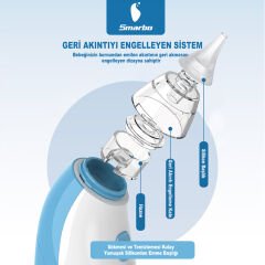 Smarbo X30-B Taşınabilir, Elektrikli, Profesyonel, Ergonomik Bebek Burun Aspiratörü- Mavi