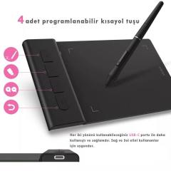 Veikk VK430 4x3'' 4 Kısayol Tuşlu Sağ/Sol El Uyumlu Taşınabilir Grafik Tablet+Kalem