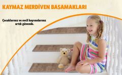 Glary Home GH39A-WNVY-GRY5 Üçgen Desen Kaydırmaz Tabanlı 5'li Merdiven Halısı - Beyaz/Lacivert