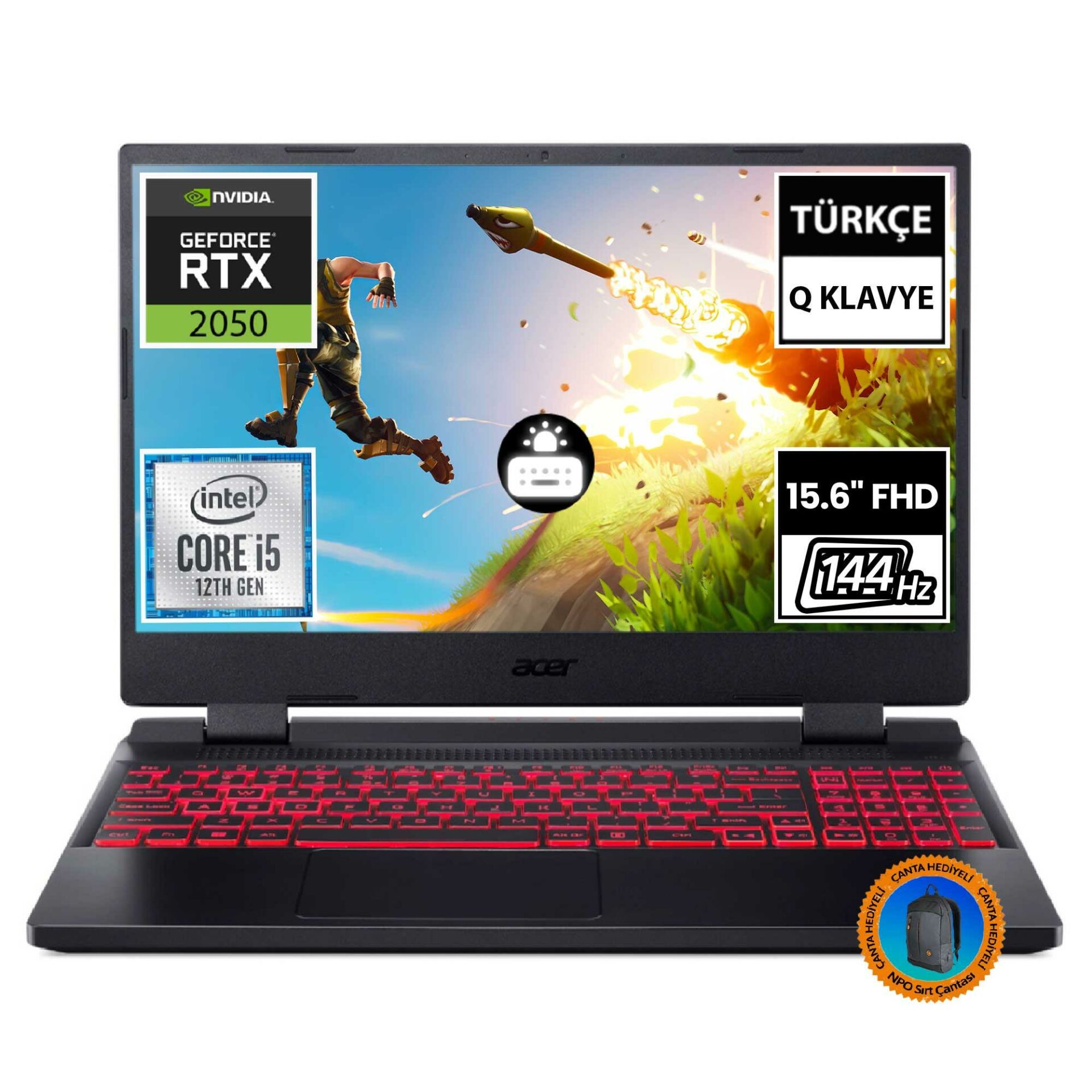 Acer Nitro 5 AN515-58-56RY NH.QMZEY.003A1 i5-12450H 8GB 512SSD RTX2050 15.6'' FullHD FreeDOS Taşınabilir Bilgisayar-CNT002