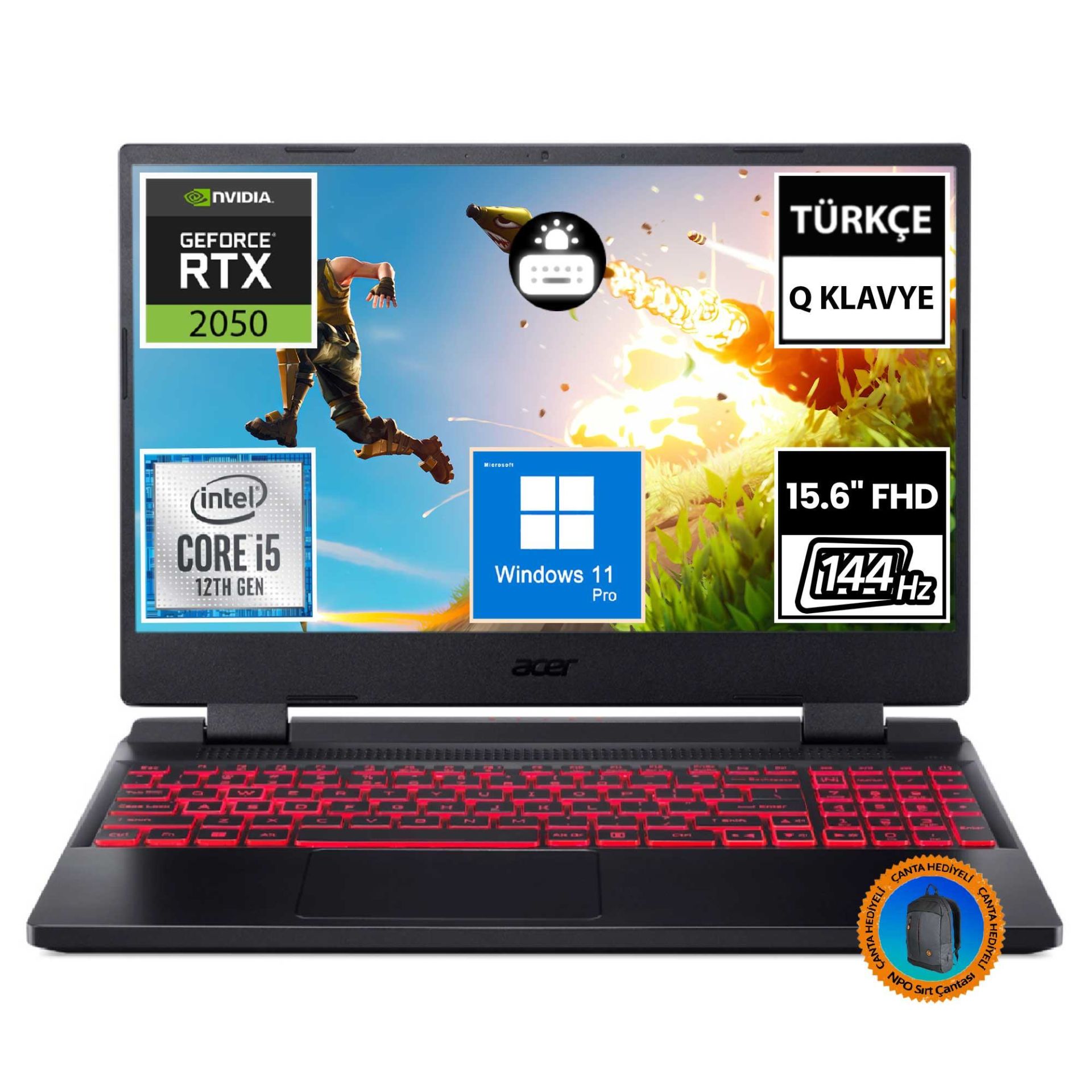 Acer Nitro 5 AN515-58-56RY NH.QMZEY.003A16 i5-12450H 8GB 512SSD RTX2050 15.6'' FullHD W11P Taşınabilir Bilgisayar-CNT017