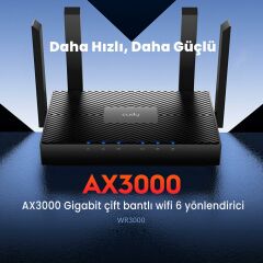 Cudy WR3000 5GHZ 2402Mbps, 2.4GHz 300Mbps, 4 Port, 4x5dBi Anten Wi-Fi 6 Mesh Router