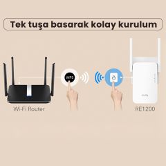 Cudy RE1800 5GHz 1201Mbps, 2.4GHz 574Mbps,Wi-Fi 6 Mesh 2x5dbi Menzil Artırıcı Repeater(AX1800Serisi)