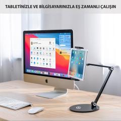 NPO STD20144LG 360° Ayarlanabilir Teleskobik 4''-13'' Ergonomik Tablet Standı Koyu Gri