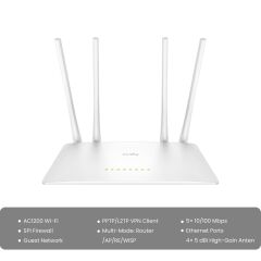 Cudy WR1200 Dual 2.4/5Ghz 4x5dBi Anten 1200Mbps 5 Port Wi-Fi Router(AC1200 Serisi)