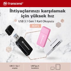 Transcend TS-RDF5K SD/microSD USB 3.1 Kart Okuyucu Siyah