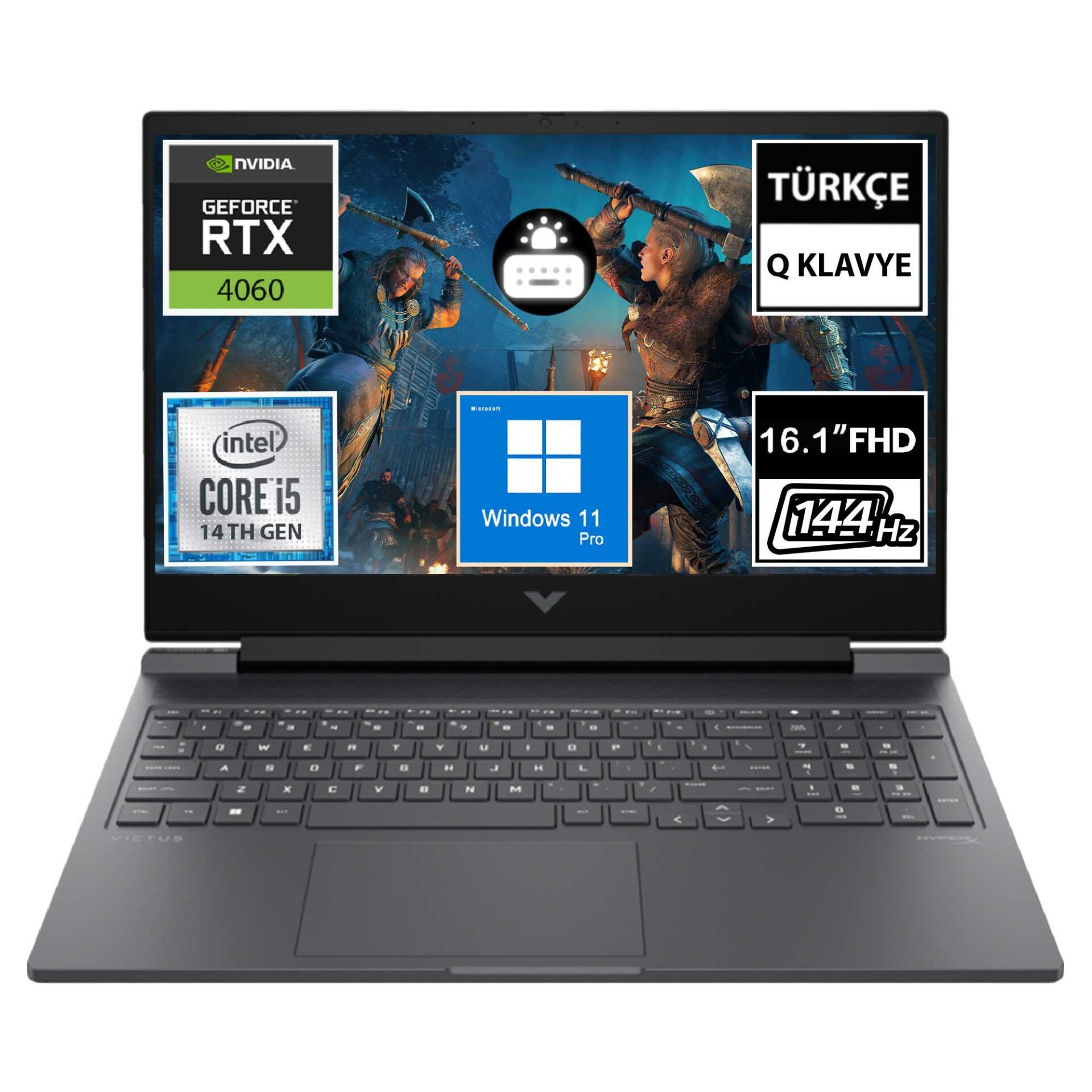 HP Victus 16-R1060NT 9J262EA10 i5-14500HX 16GB 512SSD RTX4060 16.1'' FullHD W11P Taşınabilir Bilgisayar