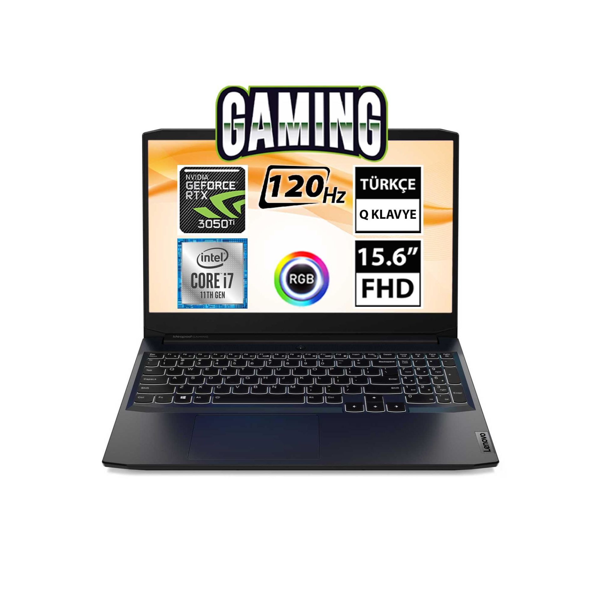 Lenovo IdeaPad Gaming 3 82K101J9TX03 i7-11370H 32GB 512SSD RTX3050Ti 15.6'' FullHD FreeDOS Taşınabilir Bilgisayar