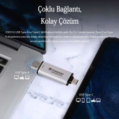 Transcend TS512GESD310C 512GB USB/Type-C Taşınabilir Harici SSD Siyah