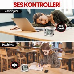 NPO ThermoPro TM02 Mutfak, Spor, Ders için Alarmlı, Işıklı, Çift Geri Sayımlı Kronometre ve Dijital Saat