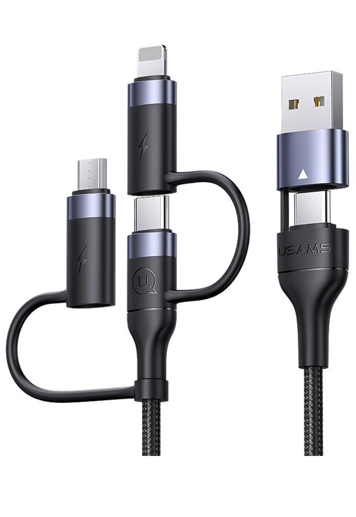 Usams US-SJ547 USB+Type-C To Type-C+Lightning+MicroUSB,1.2m 6 in 1 PD Hızlı Şarj ve Data Kablosu