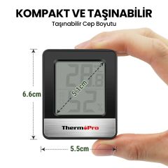 NPO ThermoPro TP49B Mini Iç Mekan Dijital Sıcaklık ve Nem Ölçer Termometre