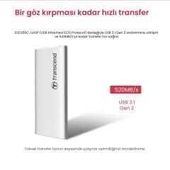 Transcend TS250GESD260C 250GB, External SSD, ESD260C,USB 3.1 Gen 2, Type C