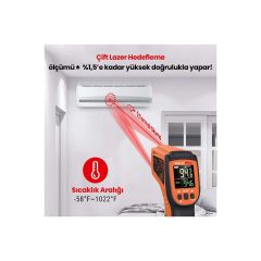 NPO ThermoPro TP450 -50C/+550C Antişok Dual Lazer Endüstriyel Kızılötesi Temassız Termometre