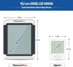 ThermoPro TP55 Termometre İç Mekan Dijital Isı ve Nem Ölçer