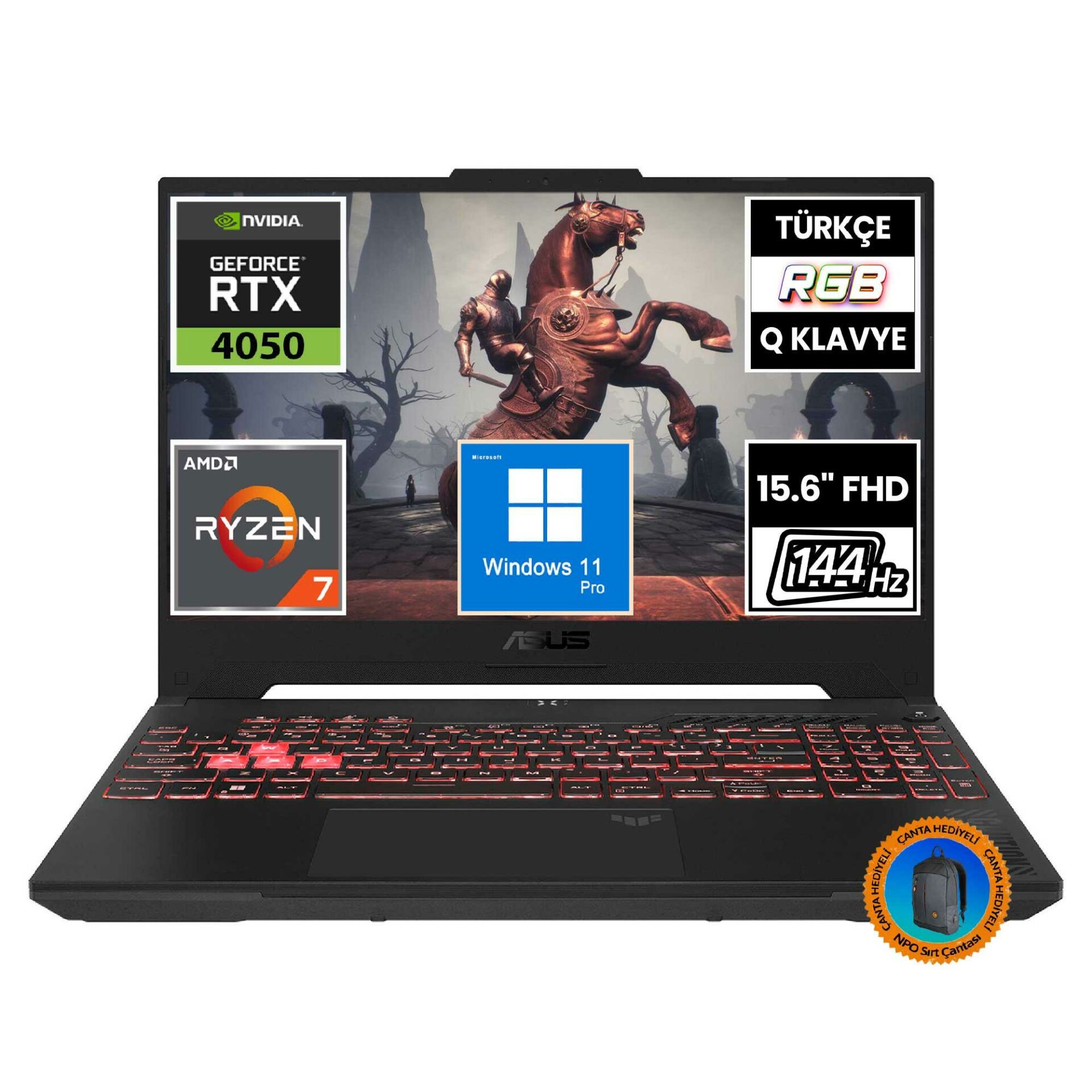 Asus TUF Gaming A15 FA507NU-LP030A14 Ryzen7 7735HS 16GB 1TBSSD RTX4050 15.6'' FullHD W11P Taşınabilir Bilgisayar-CNT015