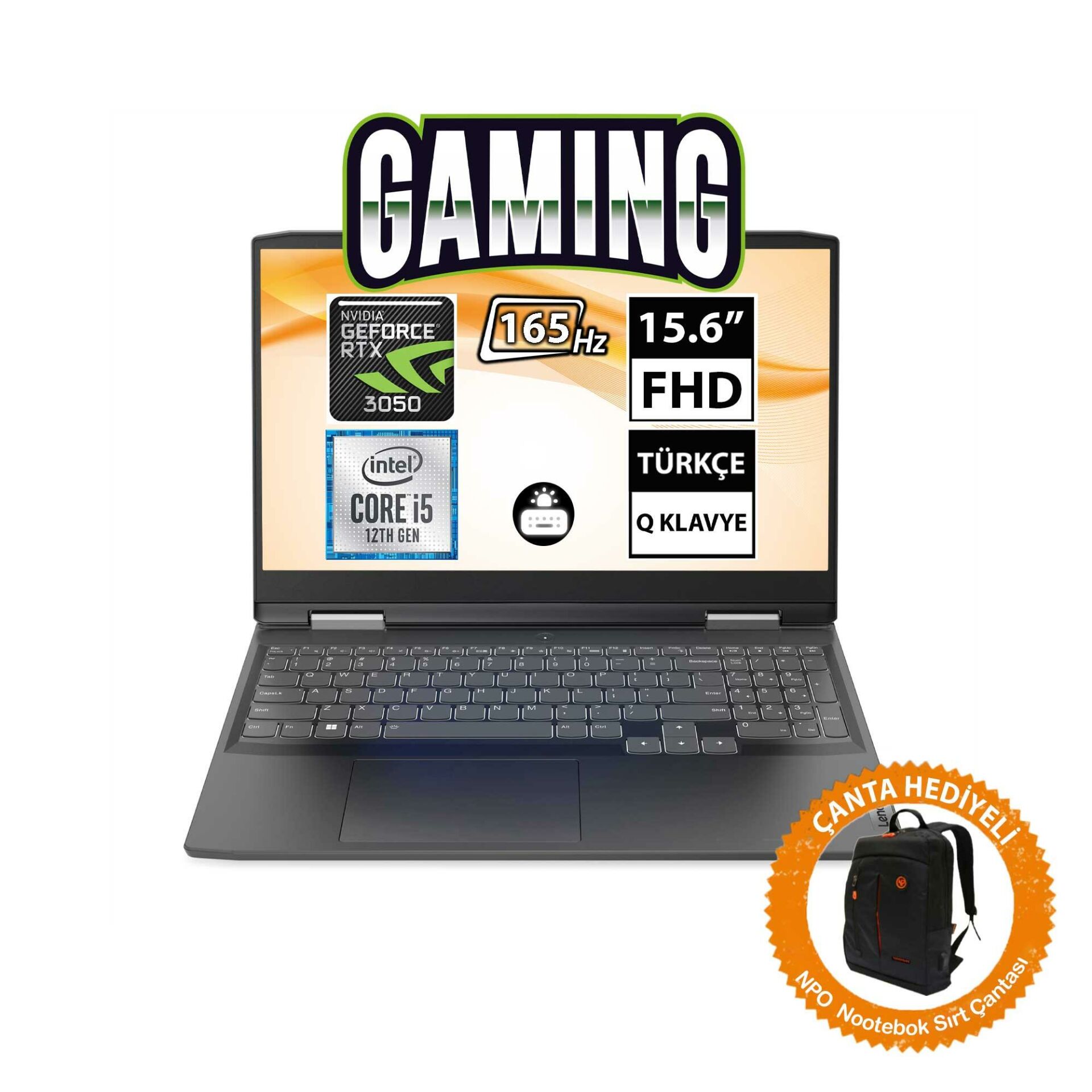 Lenovo IdeaPad Gaming 3 82S9015VTX01 i5-12450H 16GB 1TBSSD RTX3050 15.6'' FullHD FreeDOS Taşınabilir Bilgisayar-CNT002