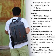 Npo CitylifePlus Smart 16'' Çift Ana Bölmeli Notebook Sırt Çantası-Gri