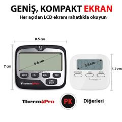 Thermopro TM01 Mutfak,Spor, Ders Alarmlı Işıklı Kronometre, Geri Sayım Sayacı ve Dijital Saat